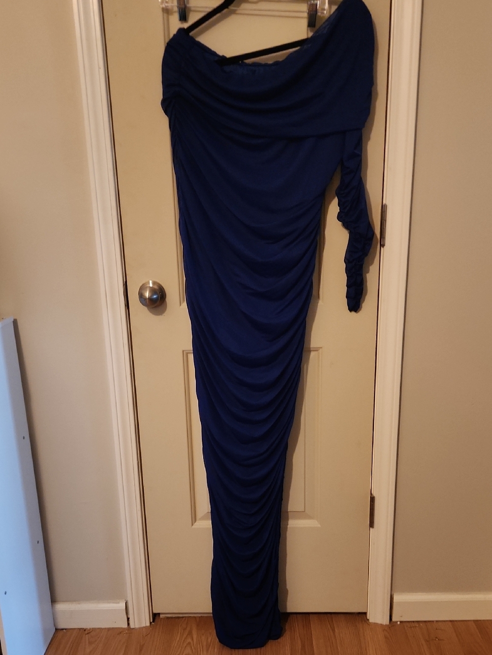 Forever 21 Royal Blue One-Shoulder Ruched Gown